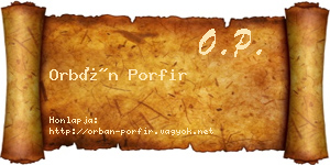 Orbán Porfir névjegykártya